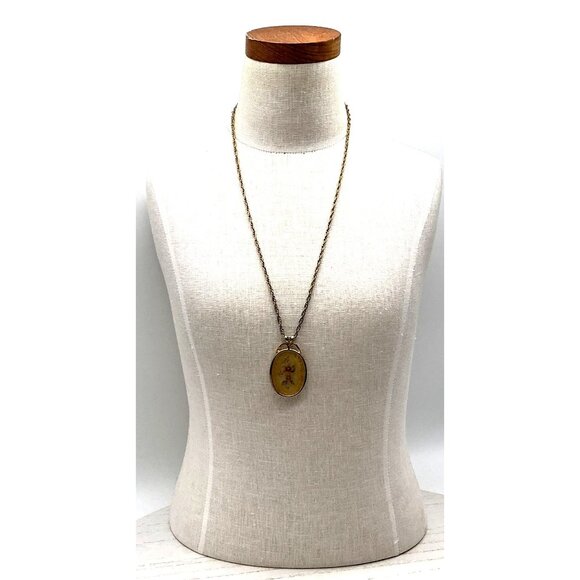 Vintage Gold-Tone Floral Necklace With Chain - Picture 6 of 6